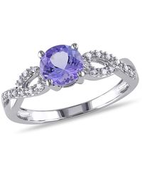 Amour - 1/10 Ct Tw Diamond And Tanzanite Infinity Engagement Ring - Lyst