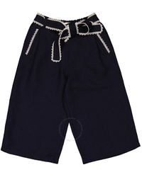 Chloé - Girls Navy Lace-trim Wide Leg Trousers - Lyst