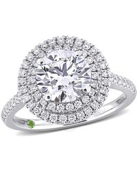 Created Forever - 2 1/2Ct Tdw Lab-Created Diamond And Tsavorite Accent Halo Engagement Ring - Lyst