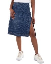 Stella McCartney - Tiger Pattern High-Rise Denim Midi Skirt - Lyst