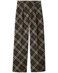 Burberry - Check Pattern Oversized Wool Blend Trousers, Brand Size 54 Us - Lyst