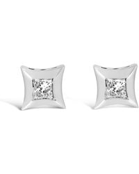 Haus of Brilliance - 10K 1/5 Cttw Invisible Set Princess-Cut Diamond Stud Earrings (H-I Color, Si2-I1 Clarity) - Lyst