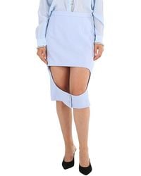 Burberry - Pale Wool Canvas Step-Through Pencil Skirt, Brand Size 6 (Us - Lyst