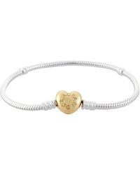 PANDORA - Heart Clasp Snake Chain Bracelet - Lyst