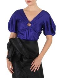 Stella McCartney - Sapphire Puff-Sleeve Ruched Blouse - Lyst