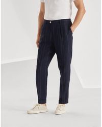 Brunello Cucinelli - Linen Tapered Trousers, Brand Size 46 (Us - Lyst