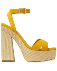 Jimmy Choo - Gaia 140 Raffia Platform Sandals, Brand Size 39.5 Us - Lyst