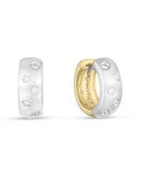 Roberto Coin - 18K Designer Satin Finish Diamond Reversible Hoop Earrings - Lyst