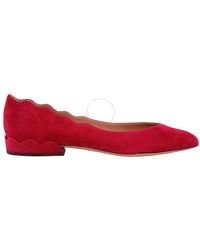 Chloé - Lauren Scalloped Suede Ballerinas, Brand Size 38.5 Us - Lyst