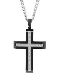 Robert Alton - 1/5Ctw Diamond Stainless Steel & Cross Pendant - Lyst