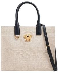 Versace - La Medusa Canvas Small Tote Bag - Lyst
