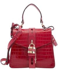 Chloé - Calfskin Crocodile Embossed Small Aby Day Shoulder Bag - Lyst