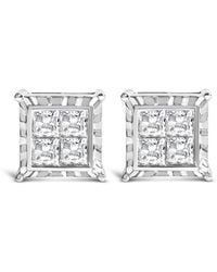 Haus of Brilliance - 14K 2.00 Cttw Invisible Set Princess-Cut Lab Grown Diamond Wavy Quad Stud Earrings - Lyst