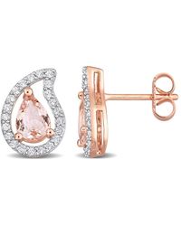Amour - 1 7/8 Ct Tgw Pear Shape Morganite And Topaz Teardrop Stud Earrings - Lyst