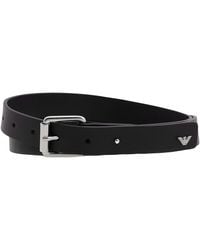 Emporio Armani - Eagle Plate Smooth Leather Belt, Cm - Lyst