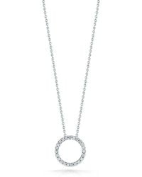 Roberto Coin - 18k White Gold Diamond Open Circle Pendant Necklace - Lyst