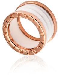BVLGARI - B.Zero1 4-Band 18 Kt Rose And Ceramic Ring, Brand - Lyst