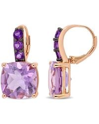 Amour - 15 1/2 Ct Tgw Rose De France And Amethyst Leverback Earrings - Lyst