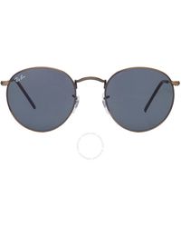 Ray-Ban - Round Metal Antiqued Blue Sunglasses Rb3447 9230r5 50 - Lyst