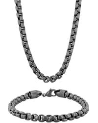 Robert Alton - Matte Stainless Steel Chain And Bracelet 2-Piece Set - Lyst