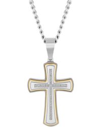Robert Alton - 1/6Ctw Diamond Stainless Steel With Finish Cross Pendant - Lyst