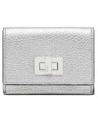 Fendi - Argento/Palladio Ladies Peekaboo Micro Tri-Fold Wallet - Lyst