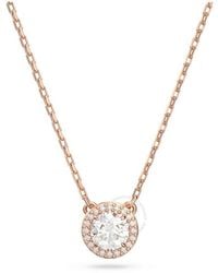 Swarovski - Constella Rose-Tone Round Cut Pave Pendant Necklace - Lyst