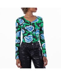 KENZO - All-Over Peonies Print V-Neck Cardigan - Lyst