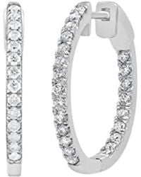 Brilliant Diamond - 1.00 Carat Diamond, Sterling Inside-Out Round Cut Lab-Grown Diamond Hoop Earring (J, Vs-Si) - Lyst