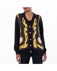 Versace - Baroque Printed V-Neck Cardigan - Lyst