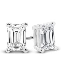 Brilliant Diamond - 14K Igi Certified 5 Carat Emerald Cut Lab Grown Diamond Stud Earrings For Vs Clarity, E-F Color - Lyst