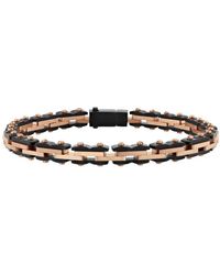 Robert Alton - Stainless Steel With & Rose Finish Track Bracelet - Lyst