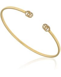 Gucci - Running Gg Cuff Bracelet With Diamond G's - Lyst