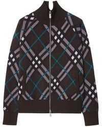 Burberry - Check Wool Blend Track Jacket - Lyst