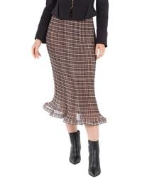 Burberry - Ladies Mahogany Check Plisse Ruffle Detail Skirt, Brand Size 6 (Us - Lyst