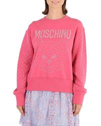Moschino - Fantasy Print Fucsia Crystal Teddy Bear Organic Cotton Sweatshirt - Lyst