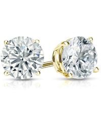 Brilliant Diamond - 1 Carat Round Lab Grown Diamond Stud Earrings - Lyst