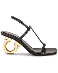 Ferragamo - Elina T-Strap Gancini Sandals - Lyst