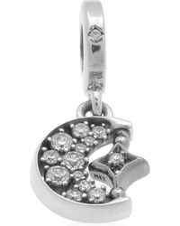 PANDORA - Ladies Sterling Sparkling Crescent Moon & Spinnable Star Dangle Charm - Lyst