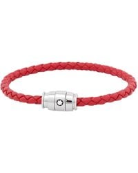 Montblanc - Meisterstuck Steel & Russet Leather Bracelet - Lyst