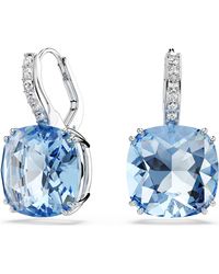 Swarovski - Millenia Drop Earrings, Cushion Cut, Rhodium Plated - Lyst