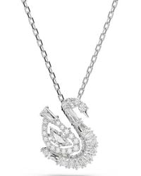 Swarovski - Mixed Cuts Swan Pendant Necklace - Lyst