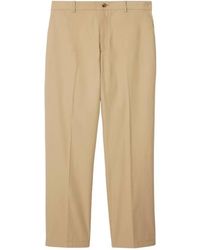 Burberry - Ekd Logo Cotton Tailored Trousers, Brand Size 46 Waist - Lyst