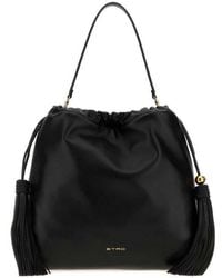 Etro - Leather Medium Kalispera Bucket Bag Nero Borse A Mano - Lyst