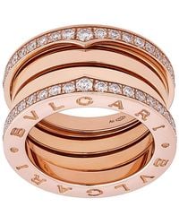 BVLGARI - B.Zero1 18K Rose 4-Band Diamond Ring - Lyst