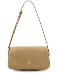 Ami Paris - Suede Shoulder Bag With Logo On The Front - Lyst