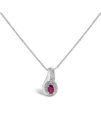 Haus of Brilliance - 925 Sterling Ruby And Diamond Accent Milgrain Swirl Pendant Necklace - Lyst