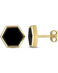 Amour - 4 1/5Ct Tgw Onyx Hexagon Stud Earrings - Lyst