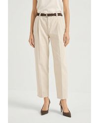 Brunello Cucinelli - Cream Relaxed Fit Trousers, Brand Size 40 (Us - Lyst