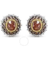 Haus of Brilliance - 14k Gold 6 1/2 Cttw Rose Cut Fancy Colored Diamond Triple Halo Stud Earring - Lyst